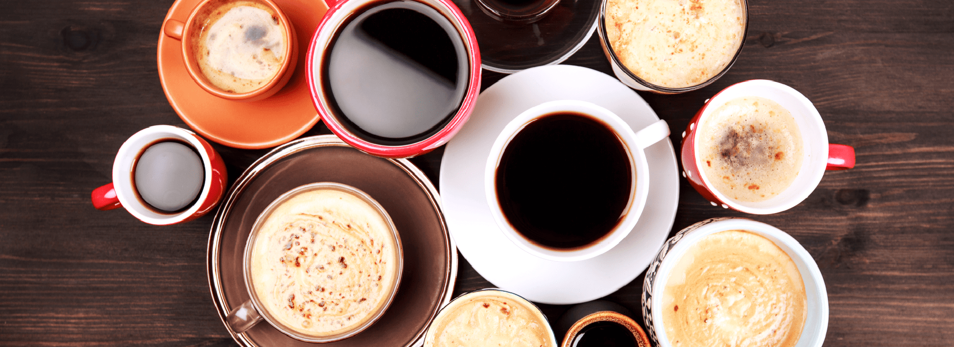 Coffee aligned on a table