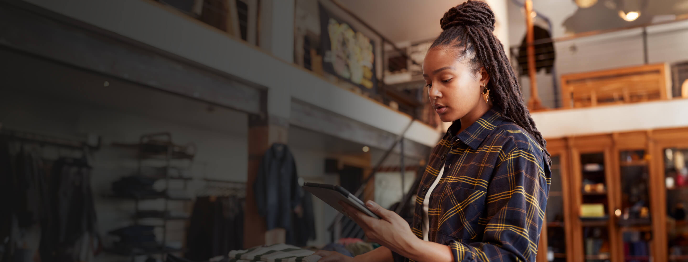 Woman looking at mobile device